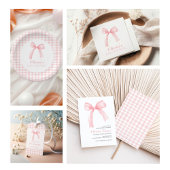 Roze boog en gingham preppy baby shower papieren bekers