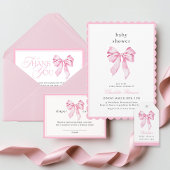 Elegant Pink Bow Baby Shower  Cadeaulabel