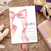 Pink Bow Baby shower Invitation, Roze Coquette Klein Cadeauzakje