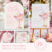 Roze Brunch en Bubbly Vrijgezellenfeest Kaart