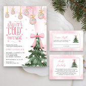 Baby Het is koud buiten Winter Pink Bow Baby showe Acryl Uitnodigingen