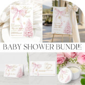Roze Bow Koud Buiten Baby Meisje Douche Folie Uitnodiging