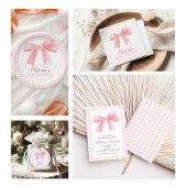 Roze boog en gingham preppy baby shower kaart