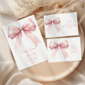 Roze Bow Meisje Baby shower Raffle Diapper Informatiekaartje