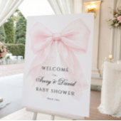 Pink Bow Girl Modern Baby Shower Book Request Poster