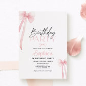 Roze Coquette Bow 5e verjaardag uitnodiging