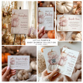 Pink Bow Little Pumpkin Girl Baby shower QR-code Kaart