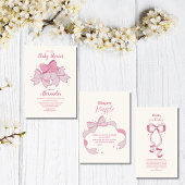 Roze Bow Minimalistisch Meisje Baby Showe Raffle D Informatiekaartje