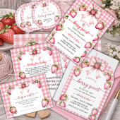 Plaid bow berry sweet baby shower backdrop  wandkleed
