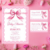 Roze boog retro kant baby shower bedrukte sjabloon servet