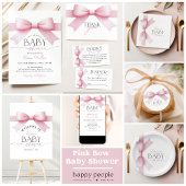 Roze Bow Coquette Baby shower Luier Raffle Ticket Informatiekaartje