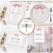 Roze Bow Toile Meisje Baby shower Papieren Borden Papieren Bordje