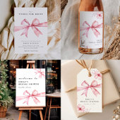 Pink Bow Tying the Knot Vrijgezellenfeest Bedankjes Labels