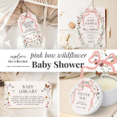 Wildflower Pink Bow Girl Baby shower Kaart