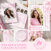 Elegante Roze Strik Afstuderen Kaart