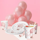Girly Pink Bunny In Balloon en Sterren Papier Bord
