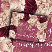 Burgundy Marsala Wedding Roos Rozen Floral Kaart