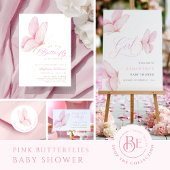 Roze Vlinders Meisje Baby shower Favoriet Tags Bedankjes Labels