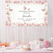 Pink Butterfly Baby Book Request Card Informatiekaartje