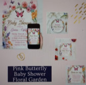 Roze Vlinder Baby shower Bloemen Tuin Kaart