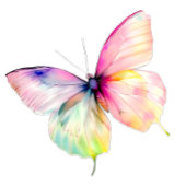 Delicate roze vlinder in pastel regenboog kleuren badge