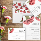 Roze Anjers Luxe Modern Bloemen Custom All In One Uitnodiging