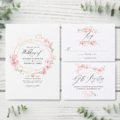 Roze Cherry Blossom Geometric Spring Wedding Informatiekaartje (Personaliseer de collectie van deze zelfstandige maker.)