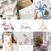 Roze kerstbomen inpakpapier vel