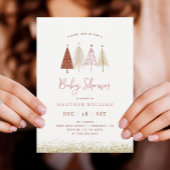 Kerstboom Winter Meisje Baby shower Cadeaulabel