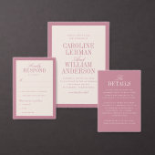 Pink Classic Elegant Double-Sided Wedding  Kaart (Personaliseer de collectie van deze zelfstandige maker.)