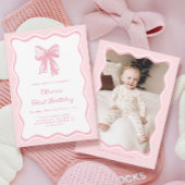 Roze Coquette Boog Verjaardagsfeest Papieren Bordje