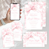 Roze Bloemen Toile Bow Baby shower Tafelnummers