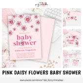 Pink Daisy Flower Girls Baby Shower  Papieren Bordje