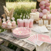 Roze Daisy Wild One 1e Verjaardag Ronde Button 5,7 Cm