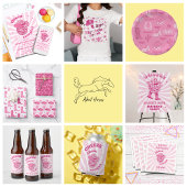 Retro Cowgirl Roze Inpakpapier Vel