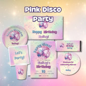 Pink Disco Verjaardagsfeestje Dank u Stickers