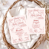 Pink Doodle Toys Bow Baby shower Papieren Bordje