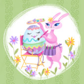 Roze Paashaas Konijn en Ei | Poster