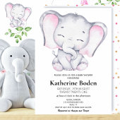 Roze olifant Baby shower in één uitnodiging