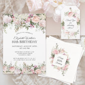 Grappige kus me ik ben 80 roze rozen bloemen ronde button 5,7 cm