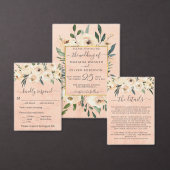 Floral Beige Blush op roze bruiloft Inpakpapier Vel (Personaliseer de collectie van deze zelfstandige maker.)