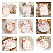 Pink Boho Floral Butterfly Baby shower Waterfles Etiket