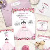 Roze Bloemen Quinceanera Jurk Party Vierkante Sticker
