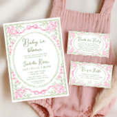 Whimsical Floral Bow Baby Shower  Papieren Bordje