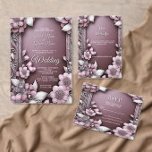 Roze Floral Lijst sparen de Datum Save The Date (Personaliseer de collectie van deze zelfstandige maker.)
