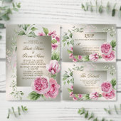 Waterverf Roze Bloemen Lijst Glanzend Bronzen Part Kartonnen Onderzetters (Personaliseer de collectie van deze zelfstandige maker.)