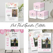 Pink Floral Graduation  Ronde Sticker