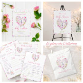 Roze Bloemenhart Baby in Bloom Baby shower Etiket