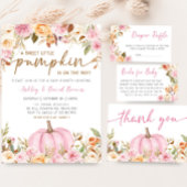 Roze Bloemen Kleine Pompoen Baby shower Waterfles Etiket