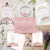 Girly roze bloemige pompoenluiers voor Baby shower Informatiekaartje